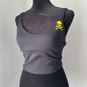 SoulCycle Front Row Crop Black Skull Tank Top